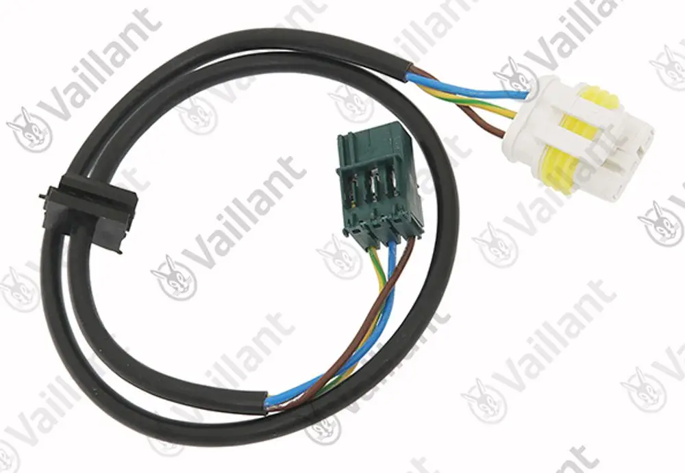 Vaillant Kabel mit mehreren Anschlüssen, bestehend aus einem grünen und einem weißen Stecker, verbunden durch ein flexibles Kabel.